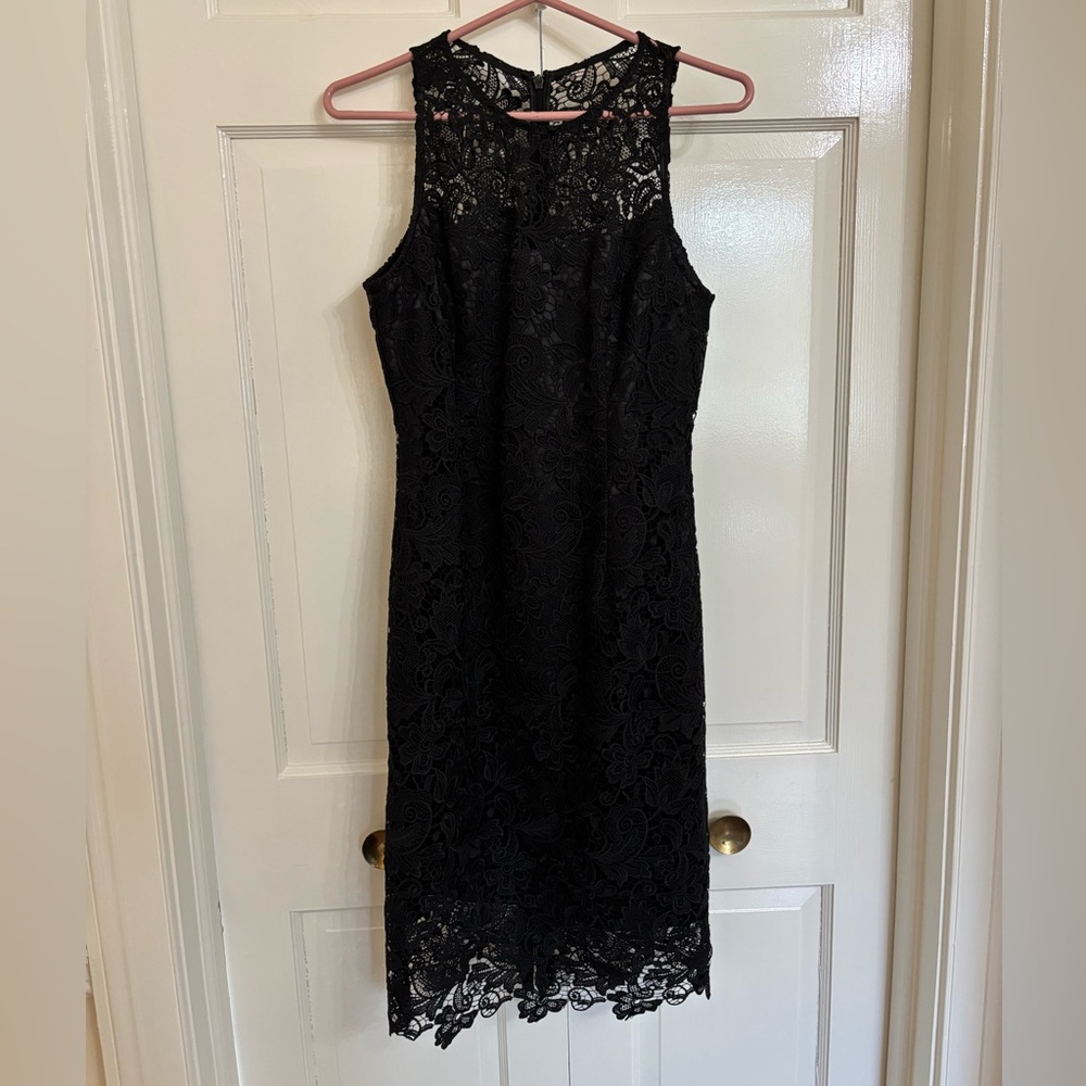 White House Black Market Lace Midi Dress - Black